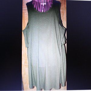 Step Up Women's Cold Shoulder Short Sleeve Olive green Dress, Sz 3XL